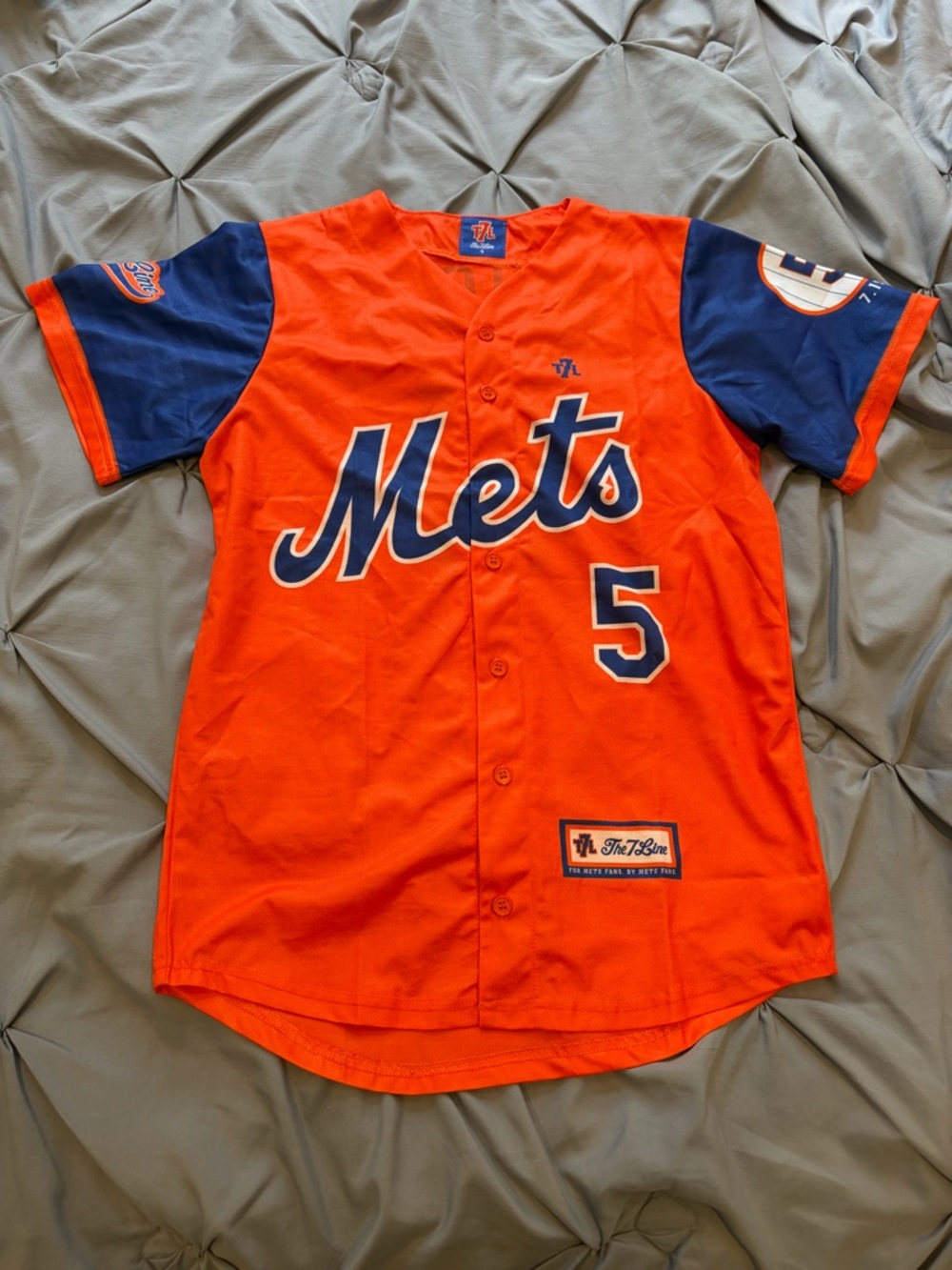 New York Mets Orange & Navy Baseball Jersey - 7 Line Edition